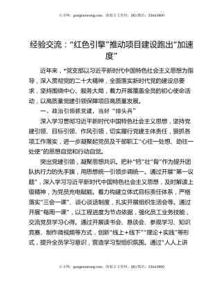 经验交流：“红色引擎”推动项目建设跑出“加速度”