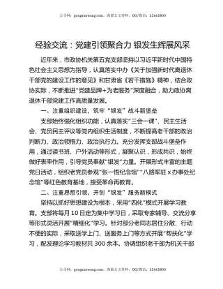 经验交流：党建引领聚合力  银发生辉展风采