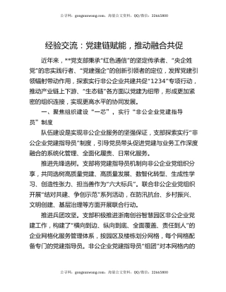 经验交流：党建链赋能，推动融合共促