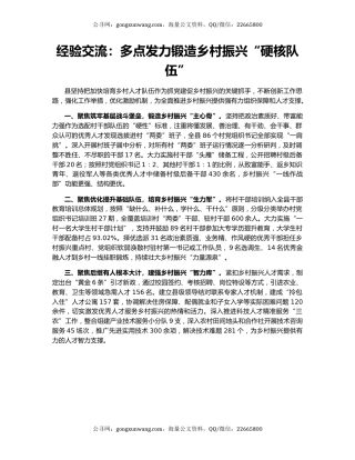 经验交流：多点发力锻造乡村振兴“硬核队伍”