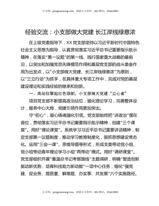 经验交流：小支部做大党建 长江岸线绿意浓