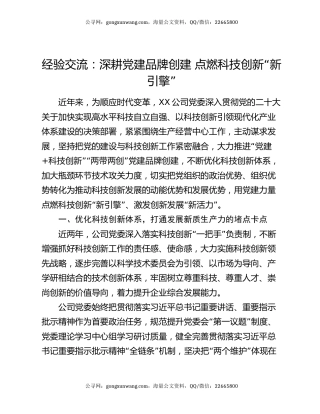 经验交流：深耕党建品牌创建 点燃科技创新“新引擎”