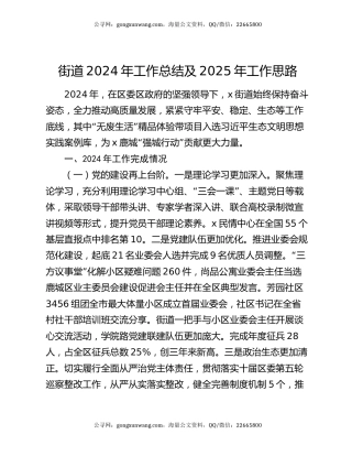 街道2024年工作总结及2025年工作思路
