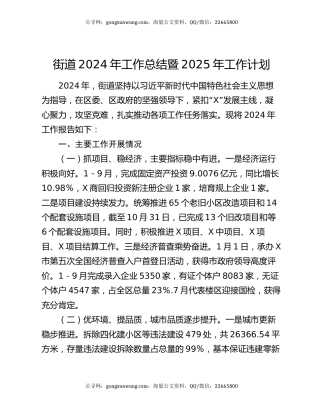 街道2024年工作总结暨2025年工作计划