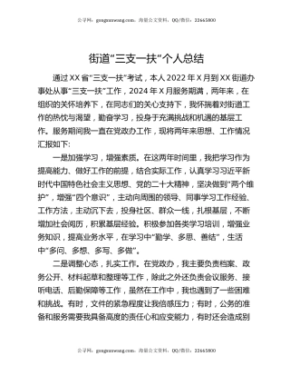 街道“三支一扶“个人总结