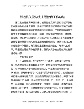 街道机关党总支主题教育工作总结