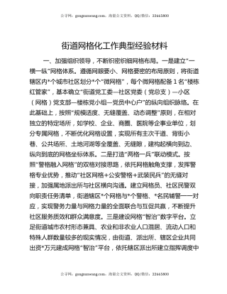 街道网格化工作典型经验材料