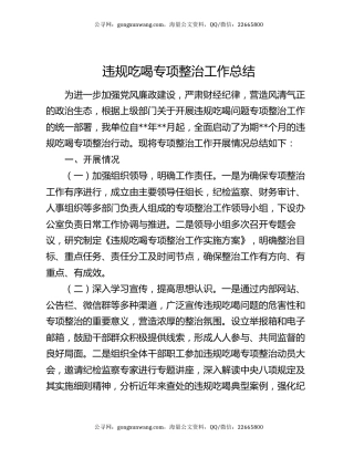 违规吃喝专项整治工作总结（2）