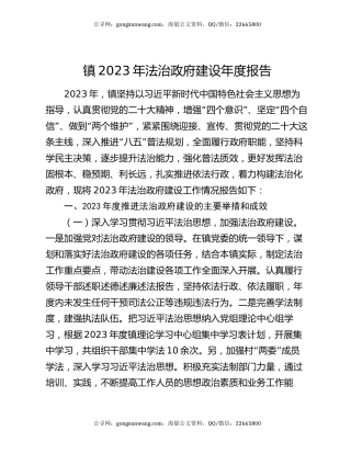 镇2023年法治政府建设年度报告
