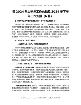 镇2024年上半年工作总结及2024年下半年工作安排（6篇）