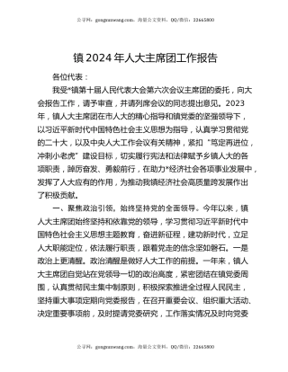 镇2024年人大主席团工作报告