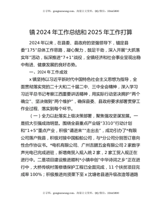 镇2024年工作总结和2025年工作打算