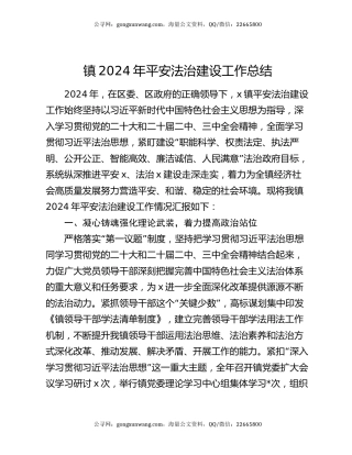 镇2024年平安法治建设工作总结