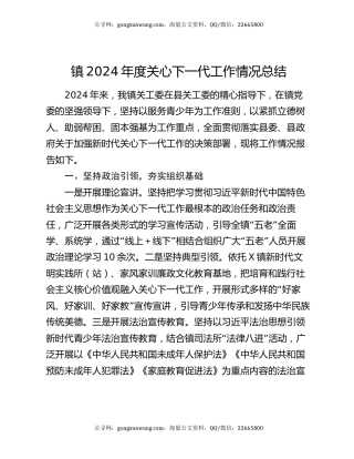 镇2024年度关心下一代工作情况总结