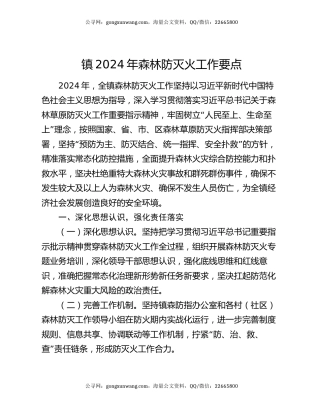 镇2024年森林防灭火工作要点