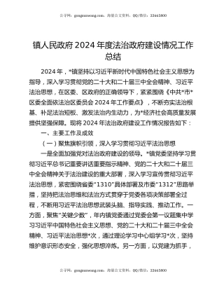 镇人民政府2024年度法治政府建设情况工作总结