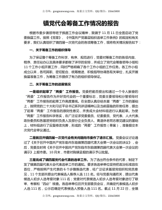镇党代会筹备工作情况的报告