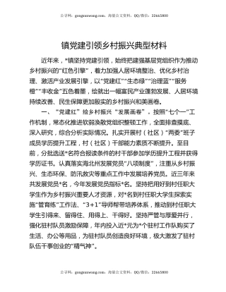 镇党建引领乡村振兴典型材料
