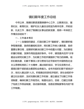 镇妇联年度工作总结