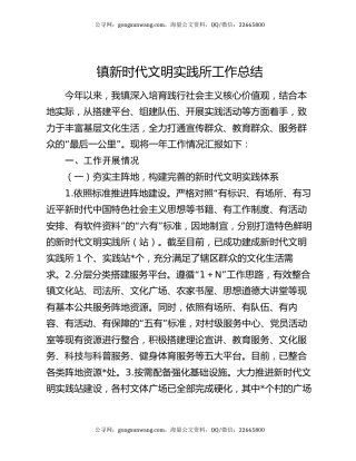 镇新时代文明实践所工作总结