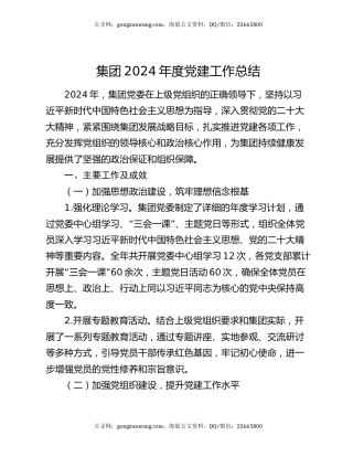 集团2024年度党建工作总结