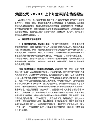 集团公司2024年上半年意识形态情况报告