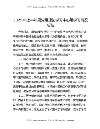 2025年上半年局党组理论学习中心组学习情况总结