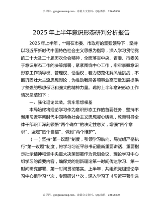 2025年上半年意识形态研判分析报告