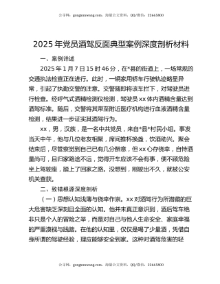 2025年党员酒驾反面典型案例深度剖析材料