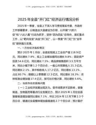 2025年全县“开门红”经济运行情况分析