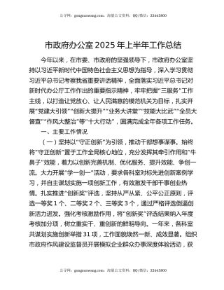 ‌市政府办公室2025年上半年工作总结