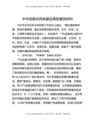中华民族共同体建设典型案例材料