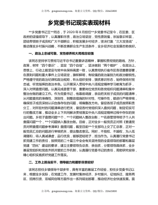 乡党委书记现实表现材料