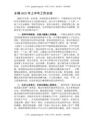 乡镇2025年上半年工作总结