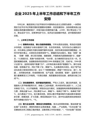 企业2025年上半年工作总结和下半年工作安排