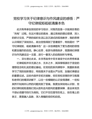党校学习关于纪律意识与作风建设的感悟：严守纪律规矩 砥砺清廉本色