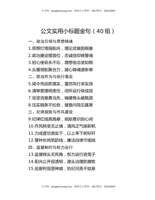 公文实用小标题金句（40组）