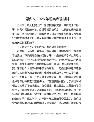 副乡长2025年现实表现材料