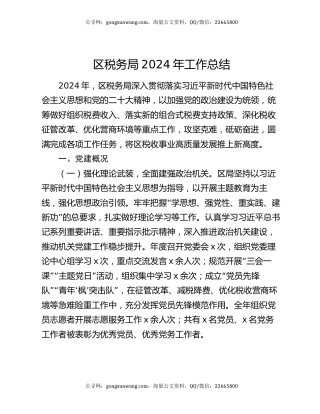区税务局2024年工作总结
