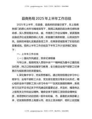 县商务局2025年上半年工作总结