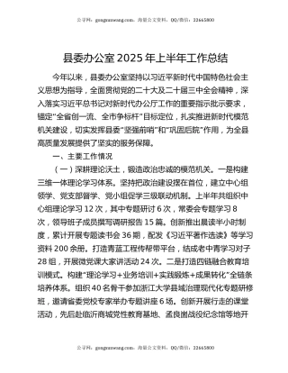 县委办公室2025年上半年工作总结
