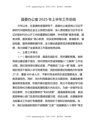 县委办公室2025年上半年工作总结（2）