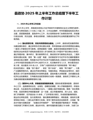 县政协2025年上半年工作总结暨下半年工作计划