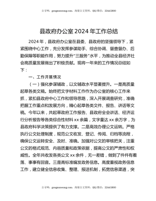 县政府办公室2024年工作总结