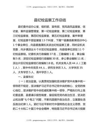 县纪检监察工作总结