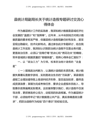 县统计局副局长关于统计造假专题研讨交流心得体会