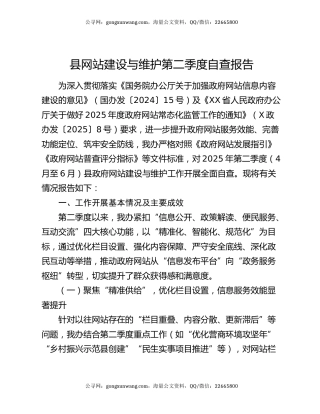 县网站建设与维护第二季度自查报告