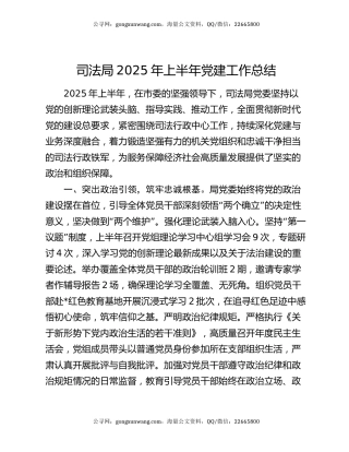 司法局2025年上半年党建工作总结