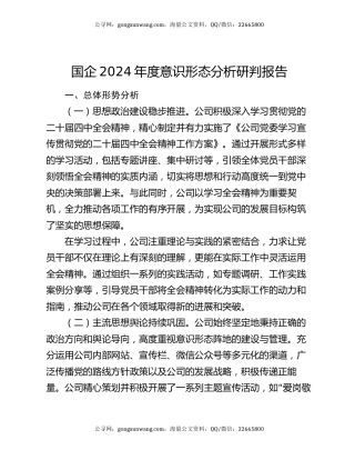 国企2024年度意识形态分析研判报告