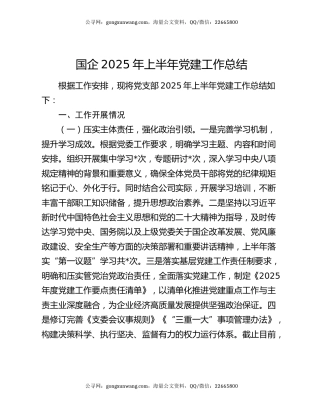 国企2025年上半年党建工作总结